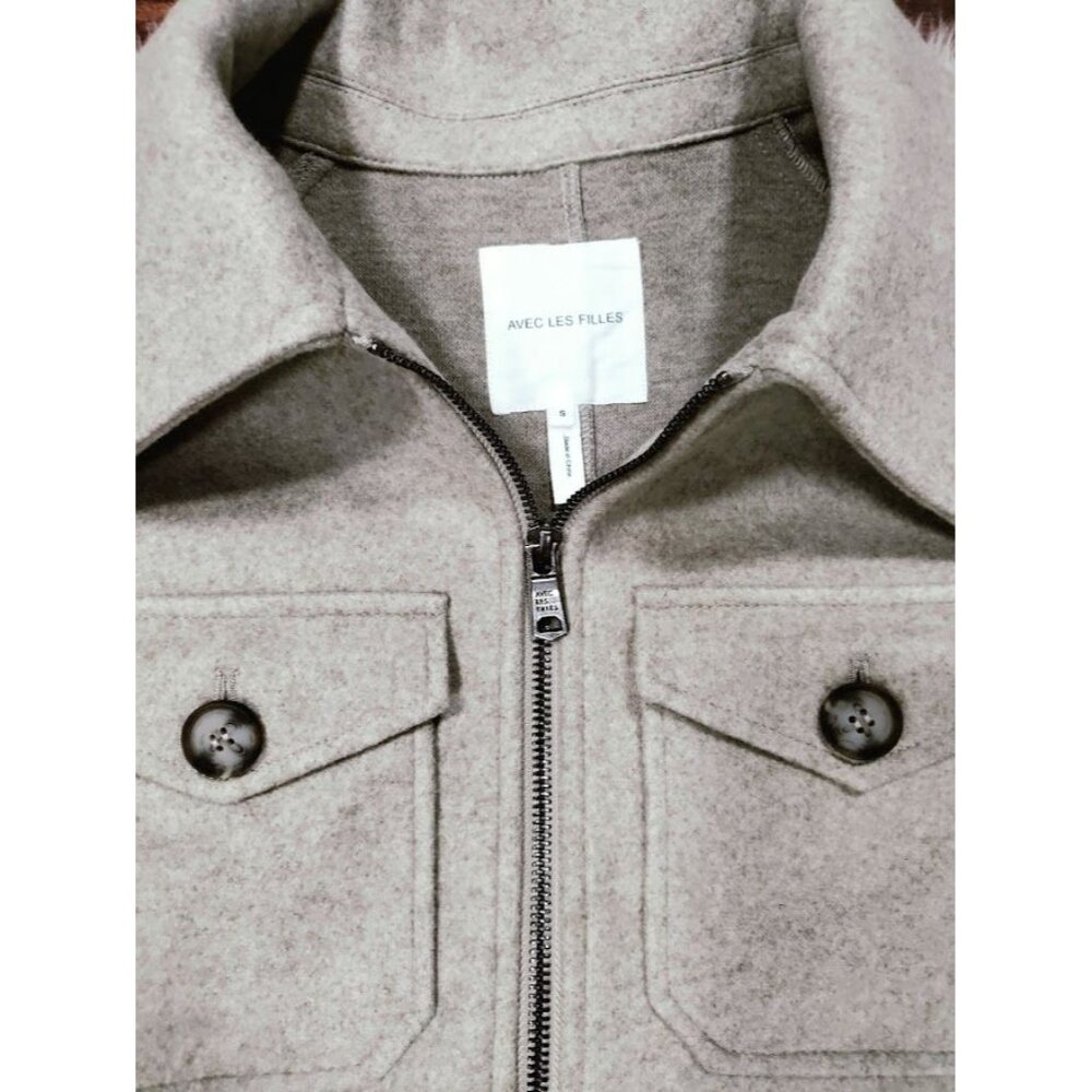 Avec Les Filles Womens Zip-Up Wool Blend Shacket Jacket S Beige - Picture 8 of 12